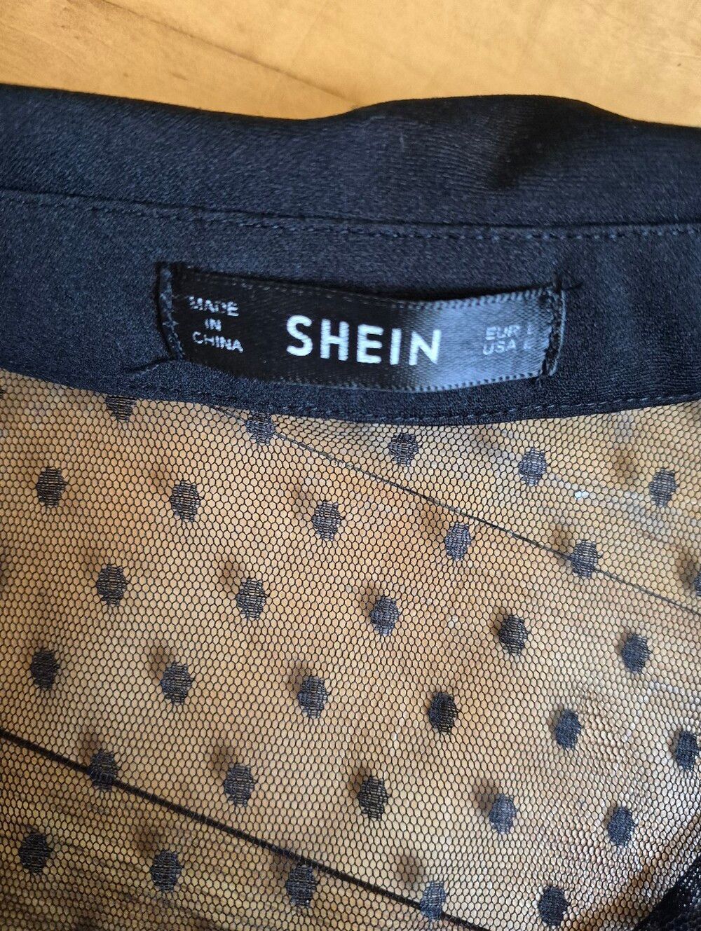 Shein Sheer Yoke Black Fit & Flare Dress - Picture 3 of 11